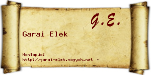 Garai Elek névjegykártya